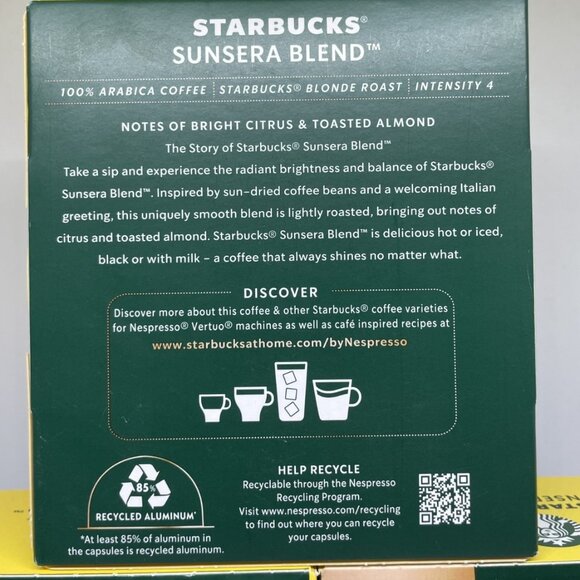 Nespresso Vertuo Starbucks Sunsera Blend Coffee 24 Capsules Lot of 3 Boxes - Picture 3 of 5